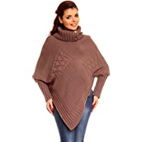 Los mejores  - Zeta Ville Moda – De Las Mujeres Embudo-Tortuga Cuello Cable Knit Poncho – capa 312z